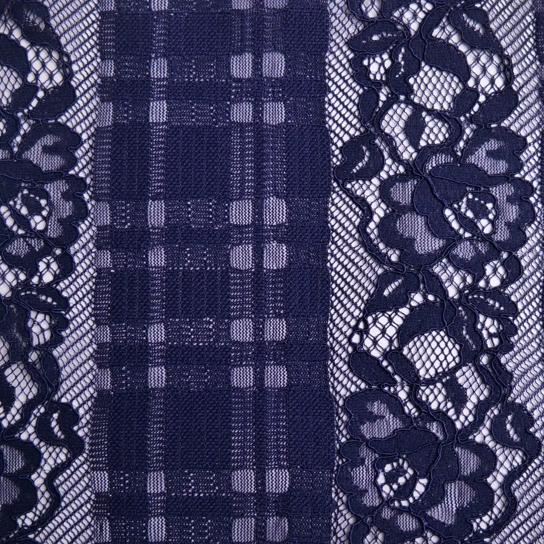 China Fabric for Skirt Lace Knit Fabric Nylon Cotton DarkBlue color buy from China wholesaler bulk order at wholesale price free worldwide shipping Alibaba