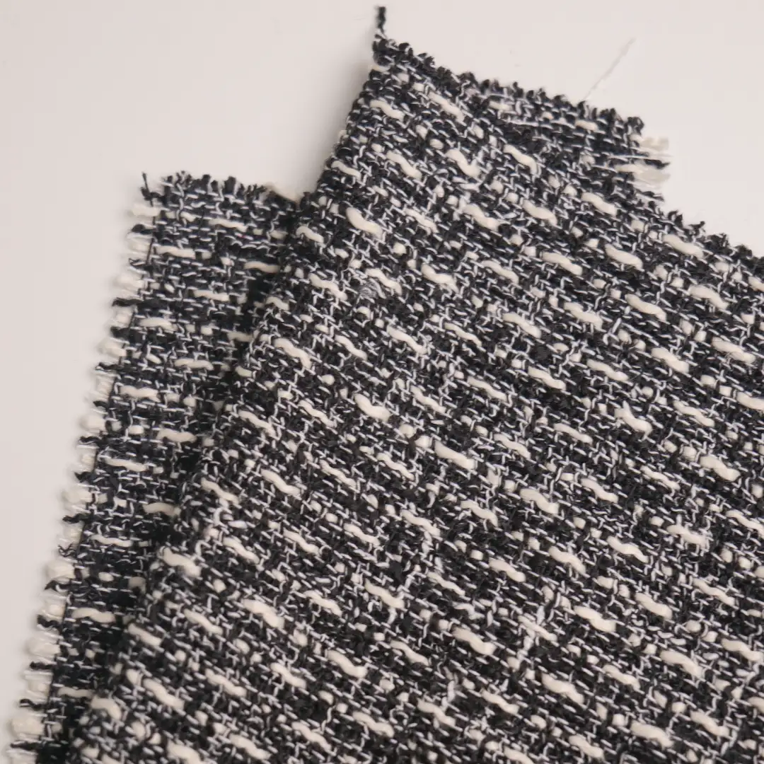 China Fabric for Blazer,Trench Coat,Overcoat Chanel-Style Fabric Woolen Polyester white&black color buy from China wholesaler bulk order at wholesale price free worldwide shipping Alibaba