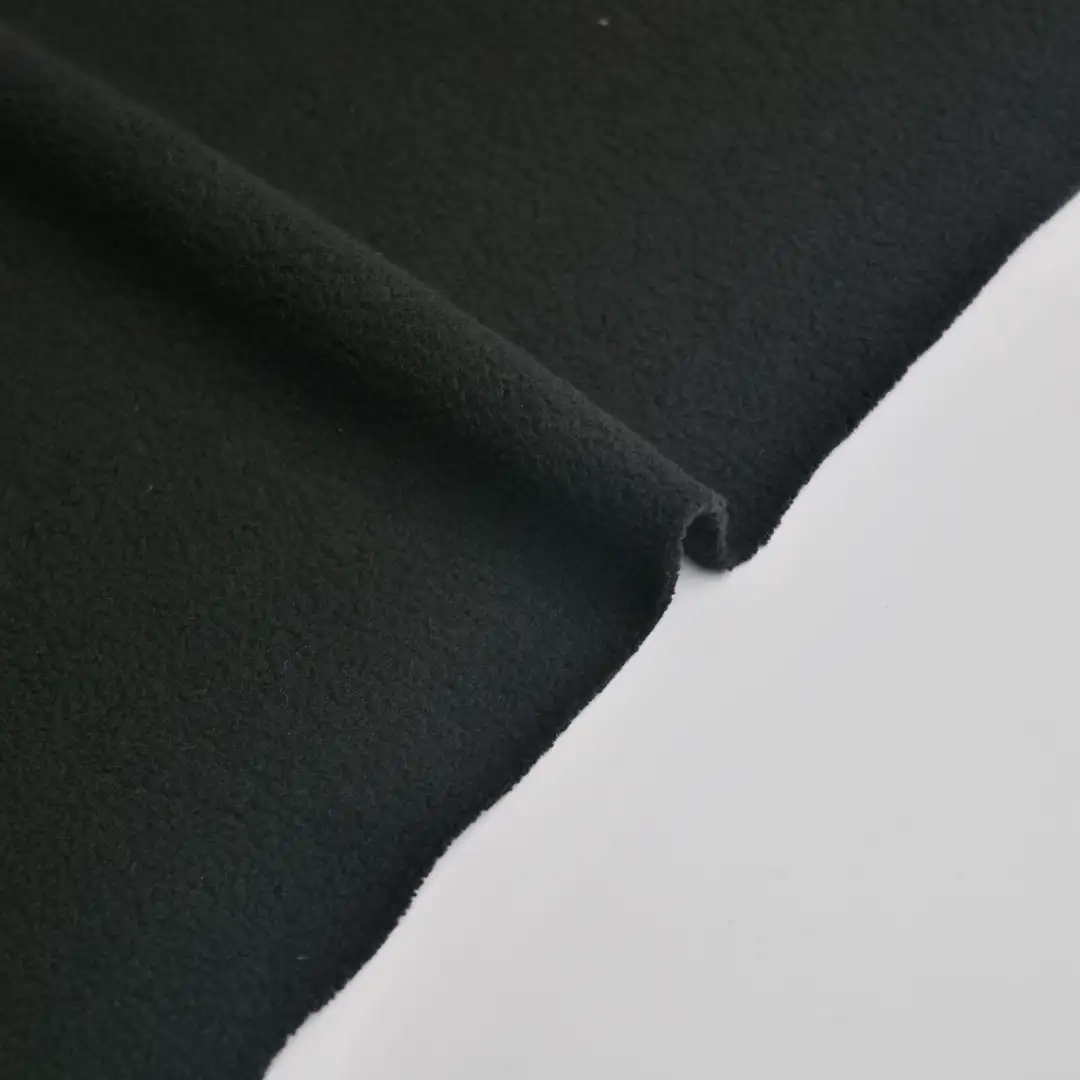 China Fabric for Overcoat Polar Fleece Knit Fabric Poly Lactic Acid（PLA) Polyester Black color buy from China wholesaler bulk order at wholesale price free worldwide shipping Alibaba