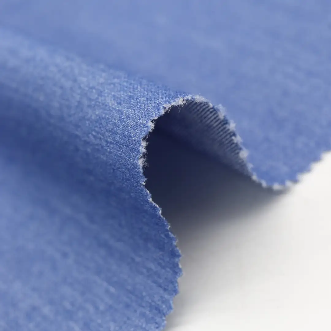 China Fabric for Over Shirt Knit Denim Look Woven Blended Fabric Polyester Rayon Spandex blue color buy from China wholesaler bulk order at wholesale price free worldwide shipping Alibaba