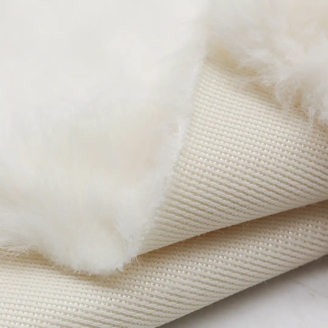 China Fabric for Crop Top Fake Fur Knit Fabric Polyester white color buy from China wholesaler bulk order at wholesale price free worldwide shipping Alibaba