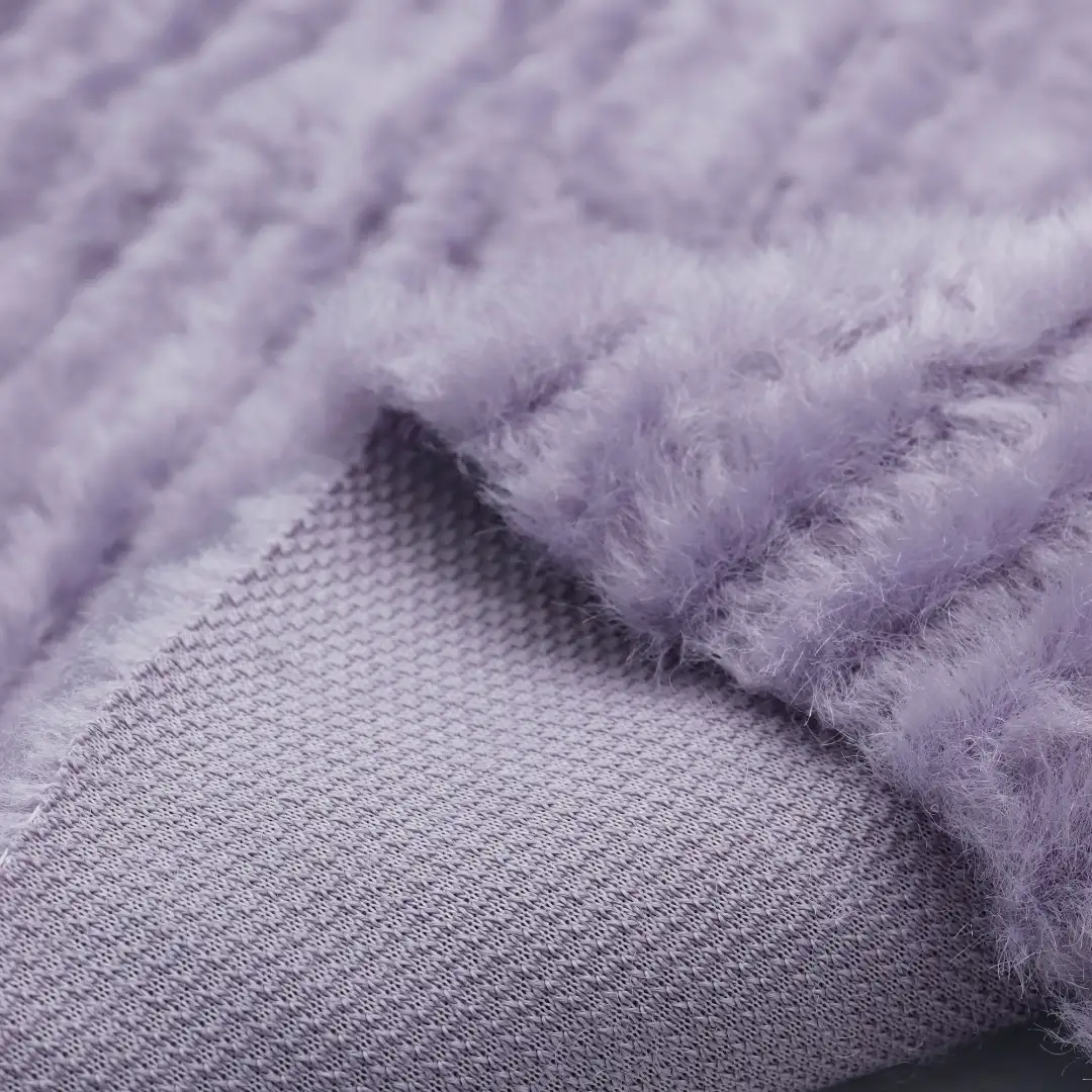 China Fabric for Crop Top Fake Fur Knit Fabric Polyester purple color buy from China wholesaler bulk order at wholesale price free worldwide shipping Alibaba