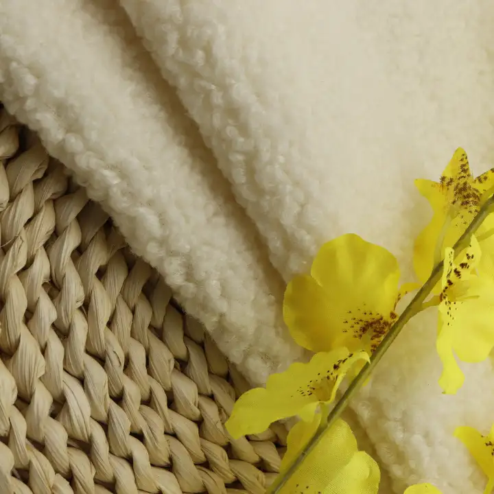 China Fabric for Crop Top Teddy Knit Fabric Polyester Milky white color buy from China wholesaler bulk order at wholesale price free worldwide shipping Alibaba