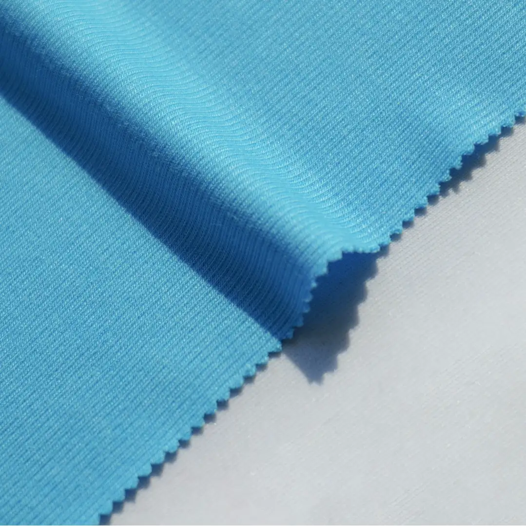 China Fabric for Shirt,T-Shirt,Pajamas Rib Knit Fabric Lyocell Cotton Acrylic Acetate Spandex blue color buy from China wholesaler bulk order at wholesale price free worldwide shipping Alibaba