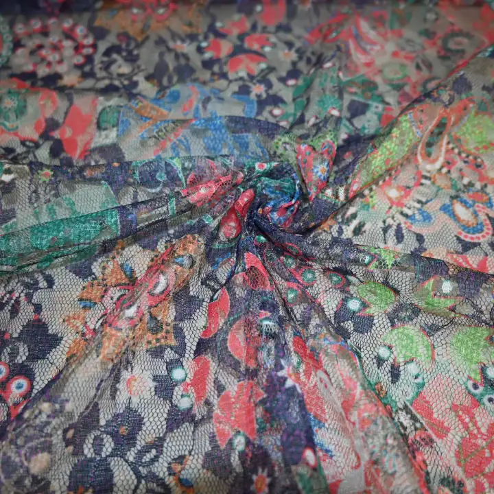 India Fabric for Yoga Clothes Mesh Knit Fabric Polyester Printed color buy from India wholesaler bulk order at wholesale price free worldwide shipping Alibaba