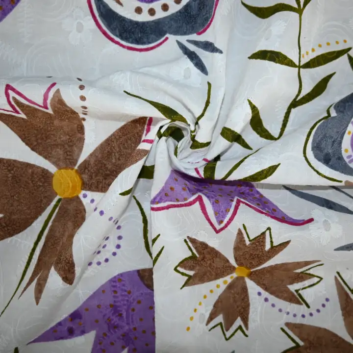 India Fabric for Shirt Schiffli Synthetic Woven Fabric Cotton Printed color buy from India wholesaler bulk order at wholesale price free worldwide shipping Alibaba