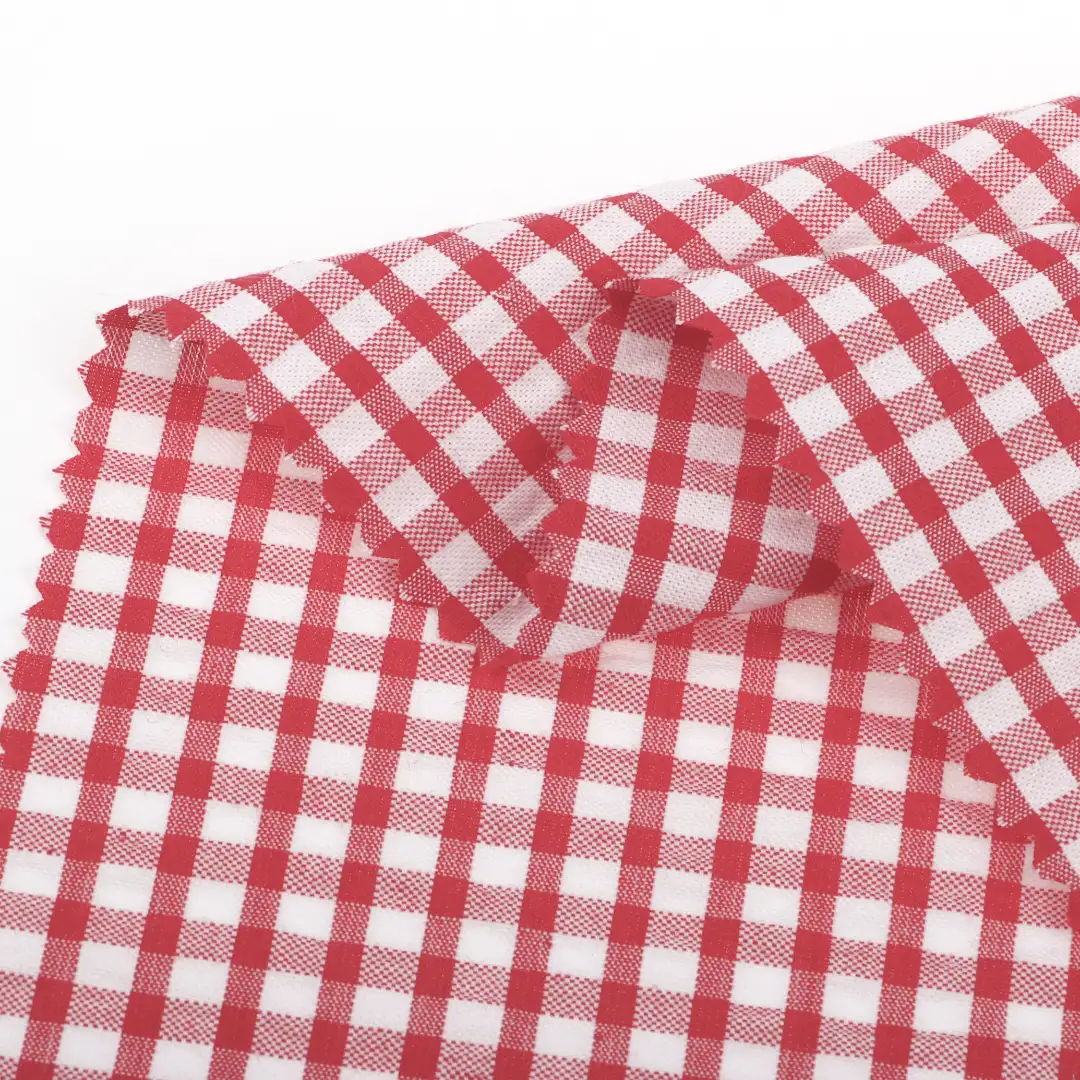 China Fabric for Shirt,Skirt,Shorts Yarn Dyed Check Natural Woven Fabric Cotton Red color buy from China wholesaler bulk order at wholesale price free worldwide shipping Alibaba
