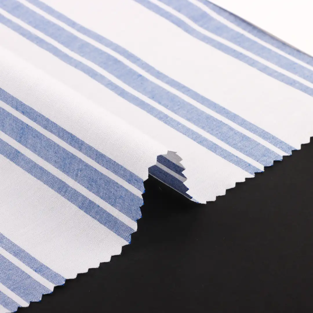 China Fabric for Shirt,Skirt,Shorts Yarn Dyed Stripe Natural Woven Fabric Cotton Blue color buy from China wholesaler bulk order at wholesale price free worldwide shipping Alibaba
