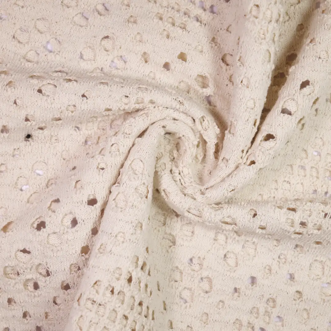 China Fabric for Ladies Vest ,Dresses (Cardigan Button) ,Skirt  Jacquard Knit Fabric Cotton Spandex Beige color buy from China wholesaler bulk order at wholesale price free worldwide shipping Alibaba