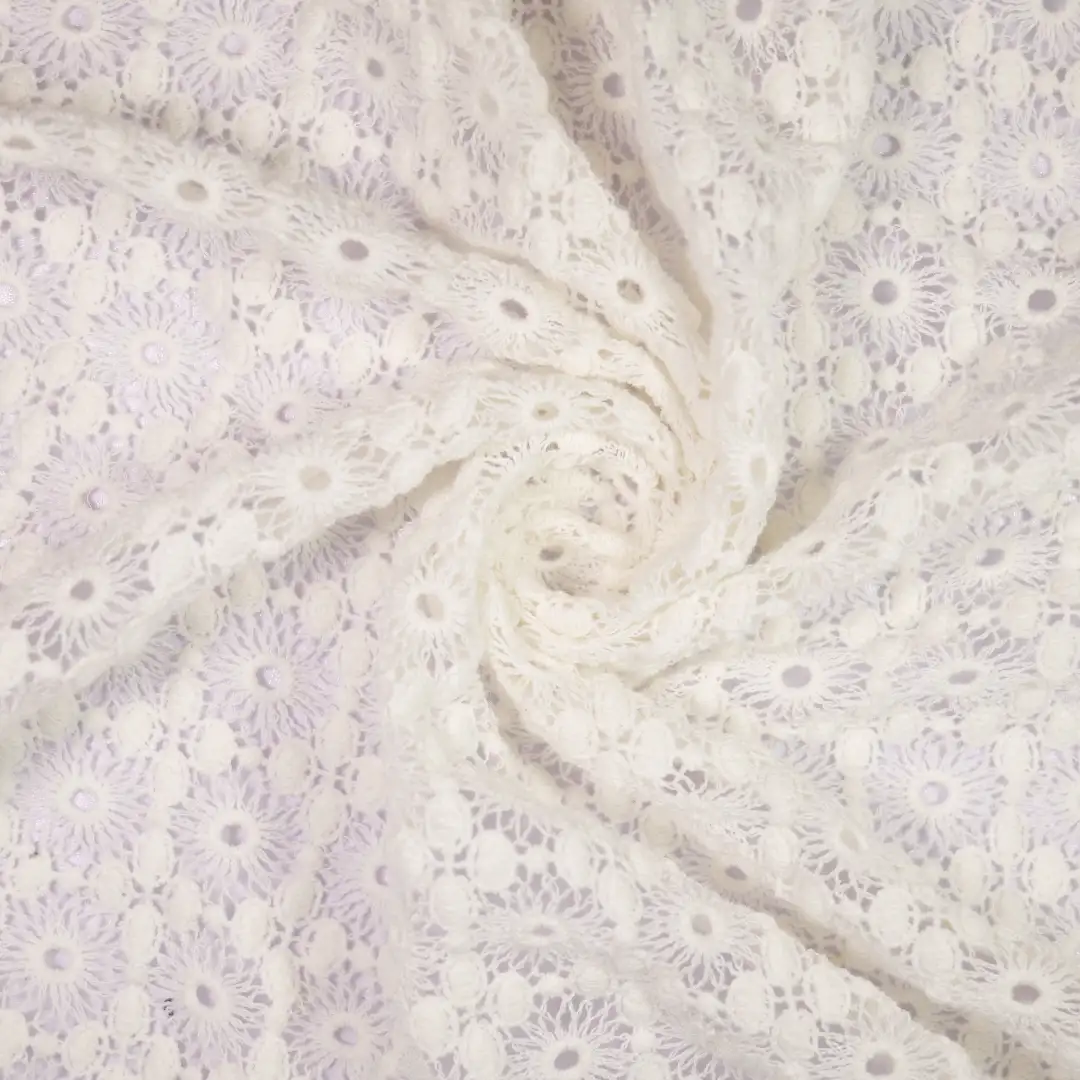 China Fabric for Polo Shirt,Blouse,Crop Top Schiffli Synthetic Woven Fabric Cotton white color buy from China wholesaler bulk order at wholesale price free worldwide shipping Alibaba