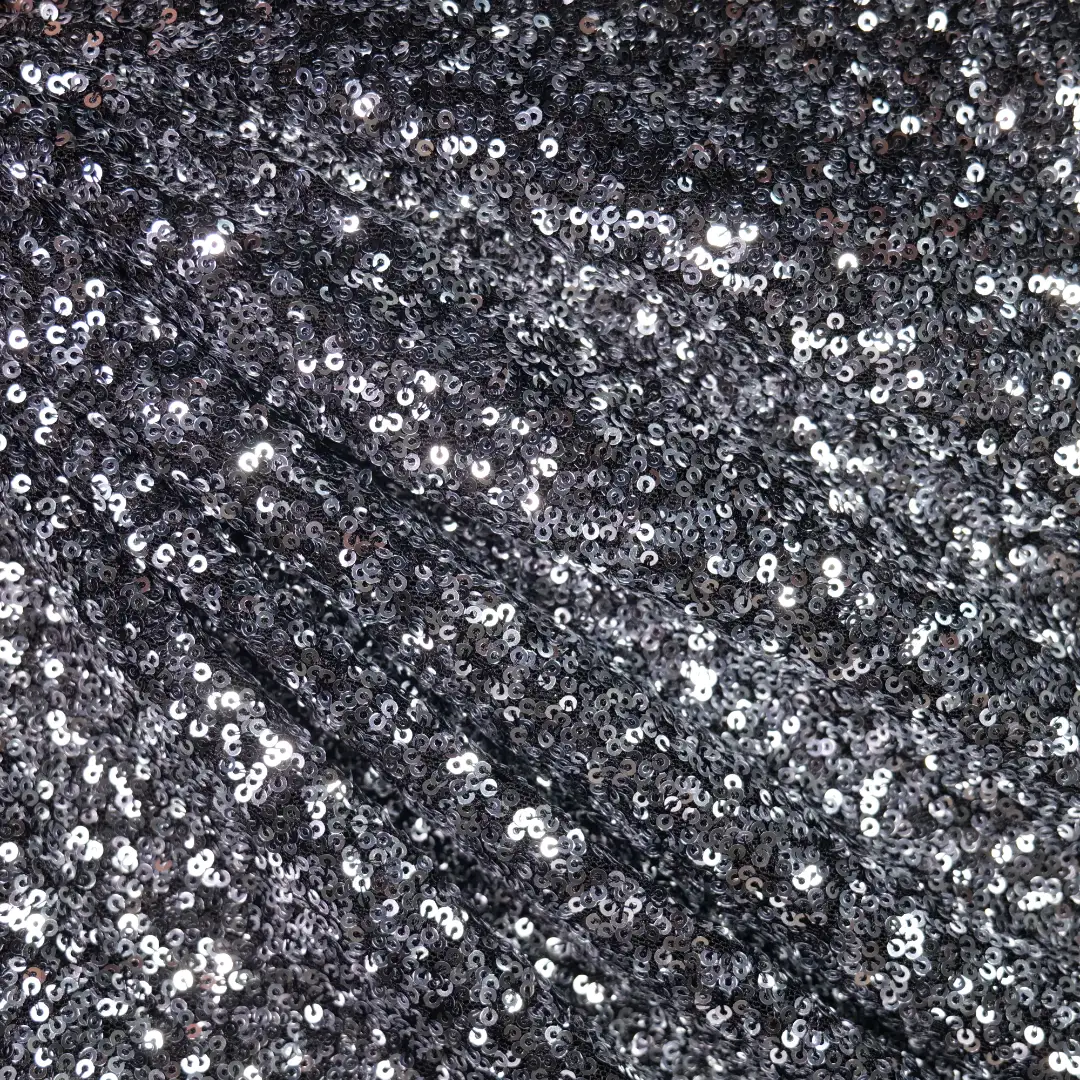China Fabric for Skirt  Sequined Mesh Fabric Knit Fabric Polyester Spandex silve color buy from China wholesaler bulk order at wholesale price free worldwide shipping Alibaba