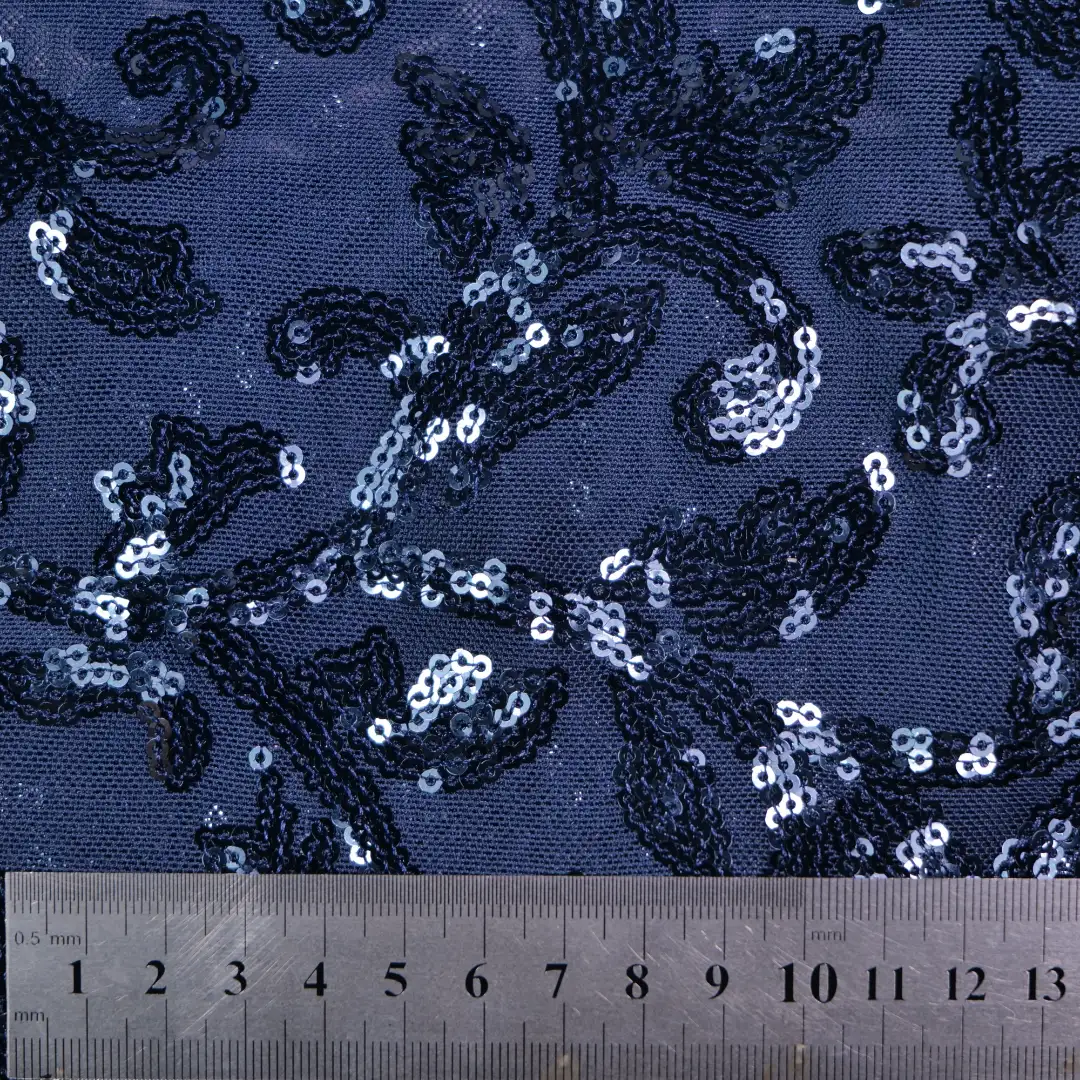 China Fabric for T-Shirt,Skirt  Sequined Mesh Fabric Knit Fabric Polyester Spandex Navy color buy from China wholesaler bulk order at wholesale price free worldwide shipping Alibaba