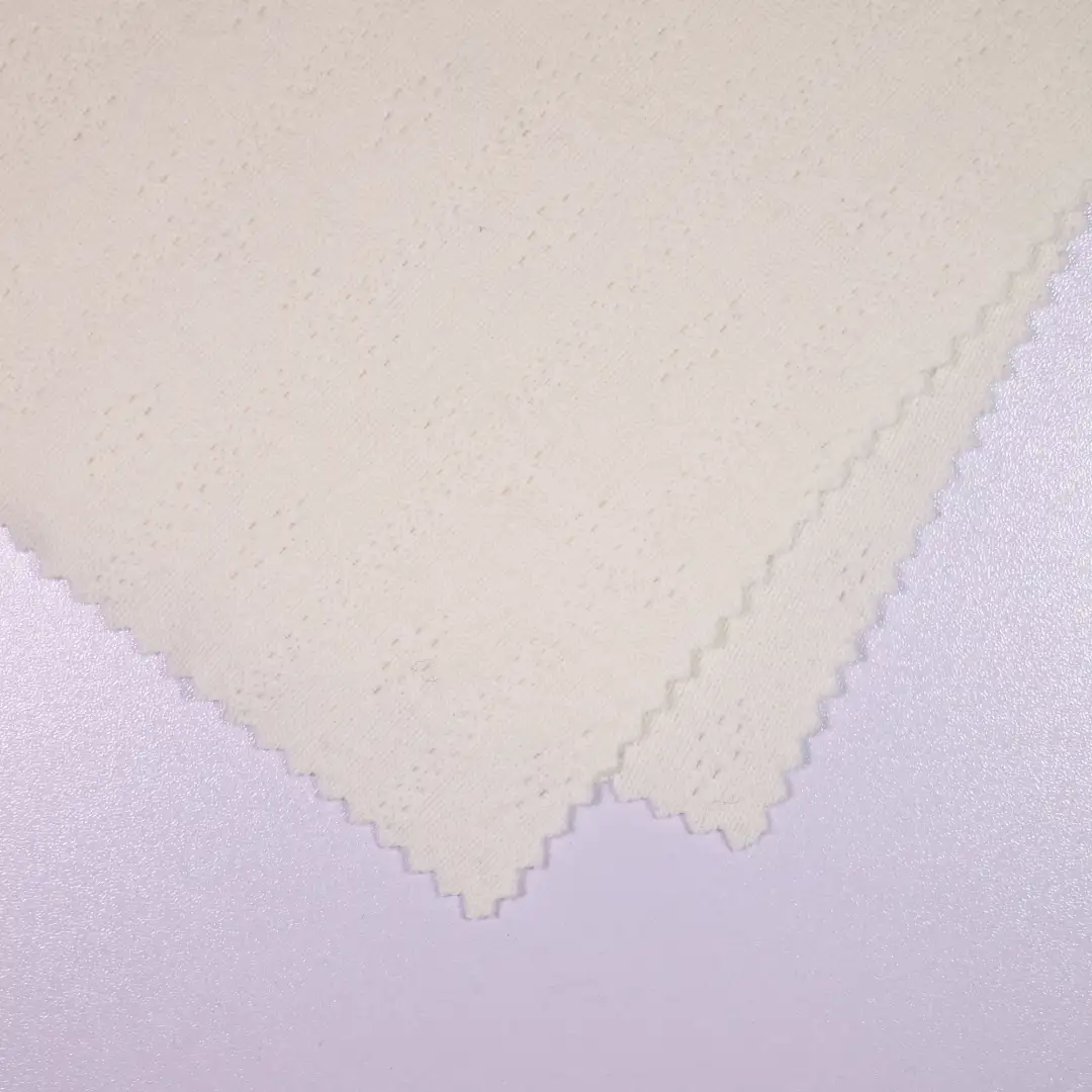 China Fabric for Blouse Jacquard Knit Fabric Cotton Polyester Spandex Beige color buy from China wholesaler bulk order at wholesale price free worldwide shipping Alibaba