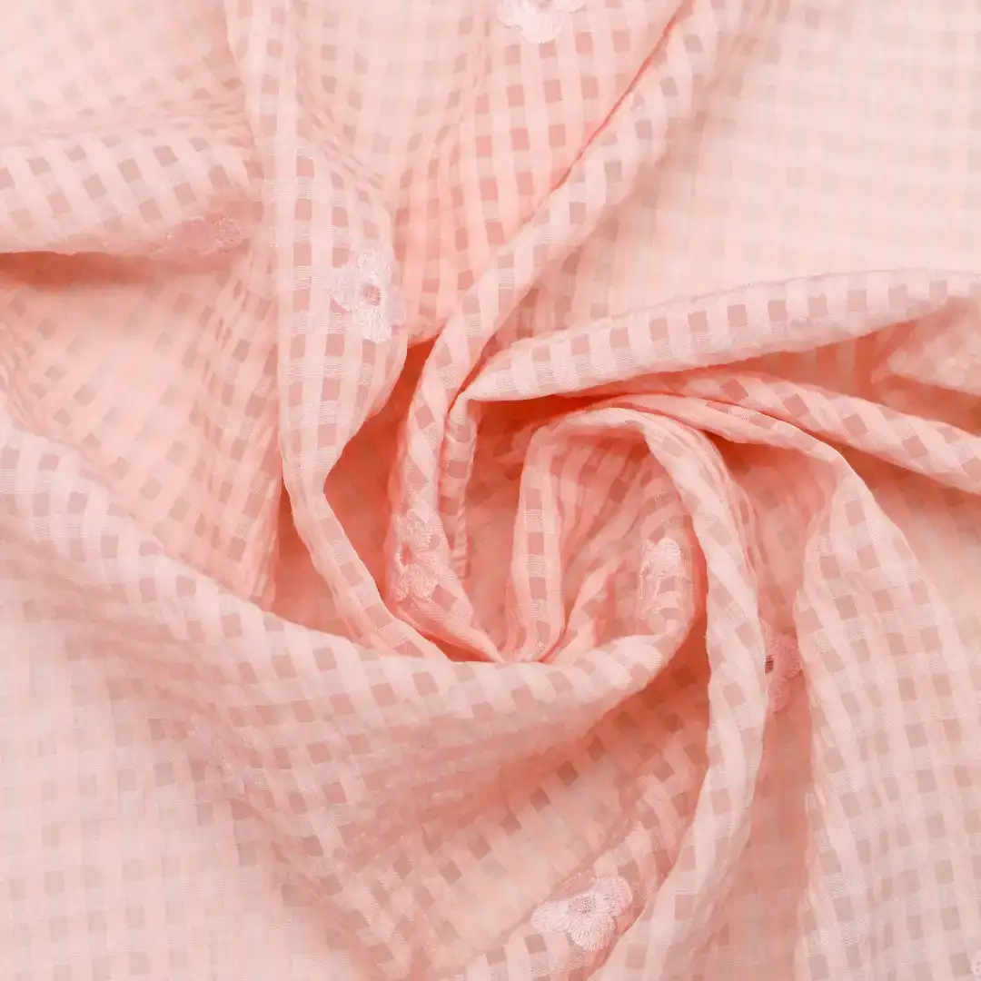 China Fabric for Blouse,Skirt Schiffli Synthetic Woven Fabric Nylon Polyester Tencel pink color buy from China wholesaler bulk order at wholesale price free worldwide shipping Alibaba
