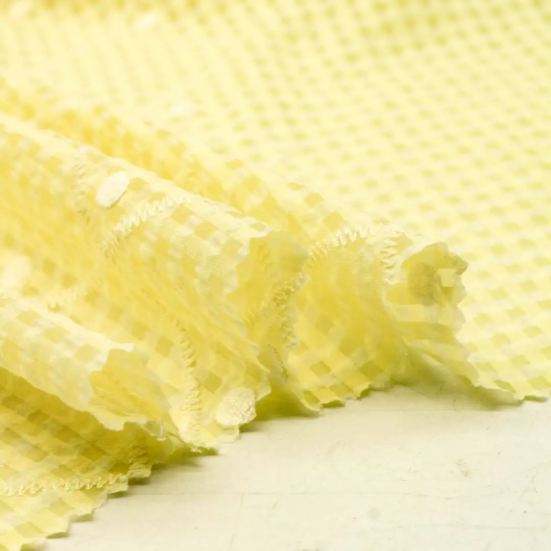 China Fabric for Blouse,Skirt Schiffli Synthetic Woven Fabric Nylon Polyester Tencel yellow color buy from China wholesaler bulk order at wholesale price free worldwide shipping Alibaba