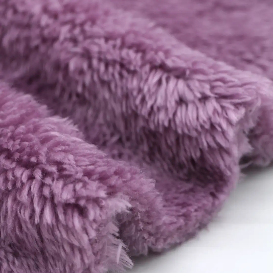 China Fabric for Crop Top,Loungewear Double-side fleece Knit Fabric Polyester purple color buy from China wholesaler bulk order at wholesale price free worldwide shipping Alibaba