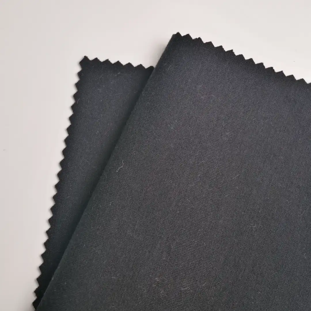 China Fabric for Jackets,Hoodie,Sweatshirt Scuba Knit Fabric Recycled Polyester BCI Cotton Elastane Black color buy from China wholesaler bulk order at wholesale price free worldwide shipping Alibaba