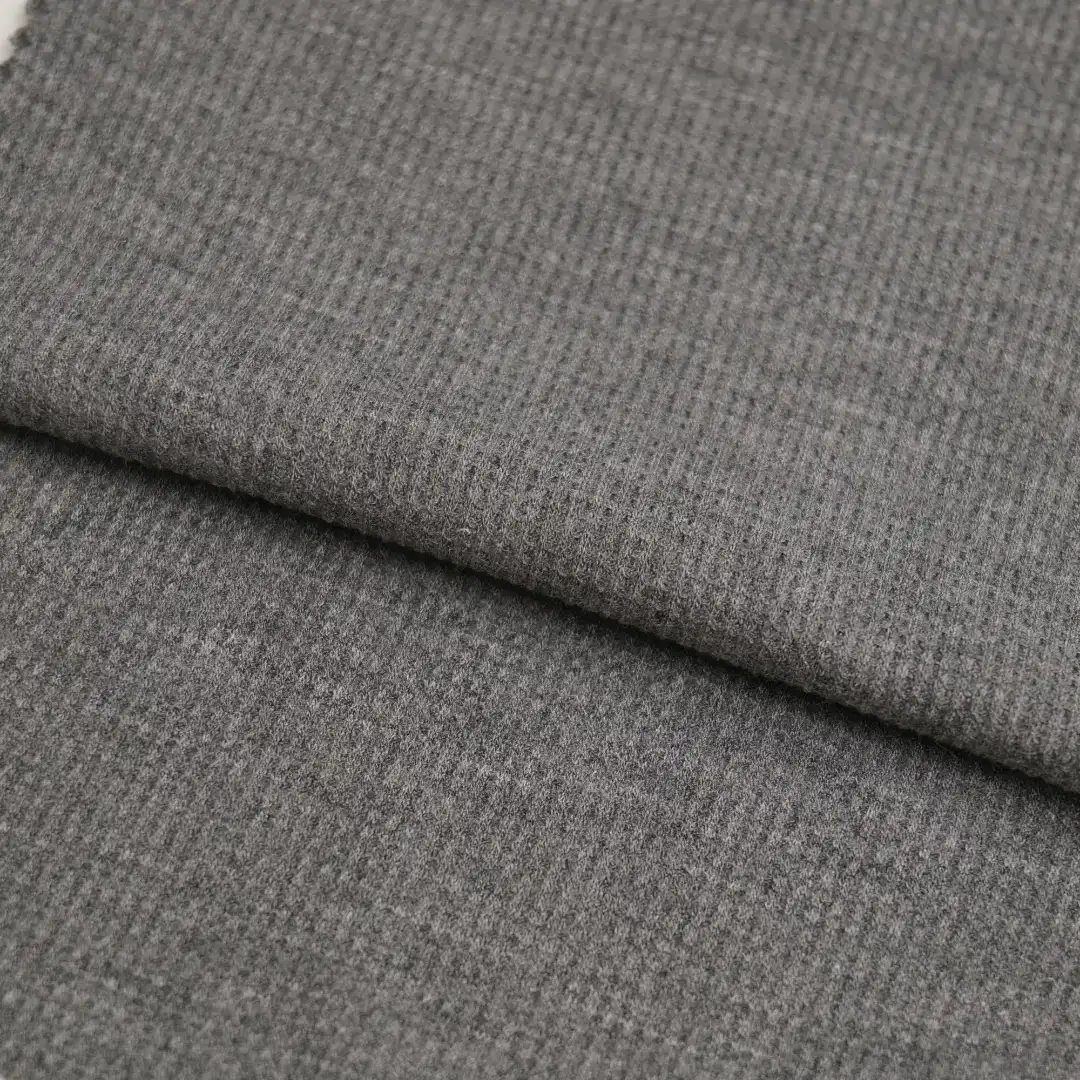 China Fabric for Hoodie,Pajamas,Loungewear Waffle Knit Fabric Polyester Rayon Spandex Melange Color color buy from China wholesaler bulk order at wholesale price free worldwide shipping Alibaba