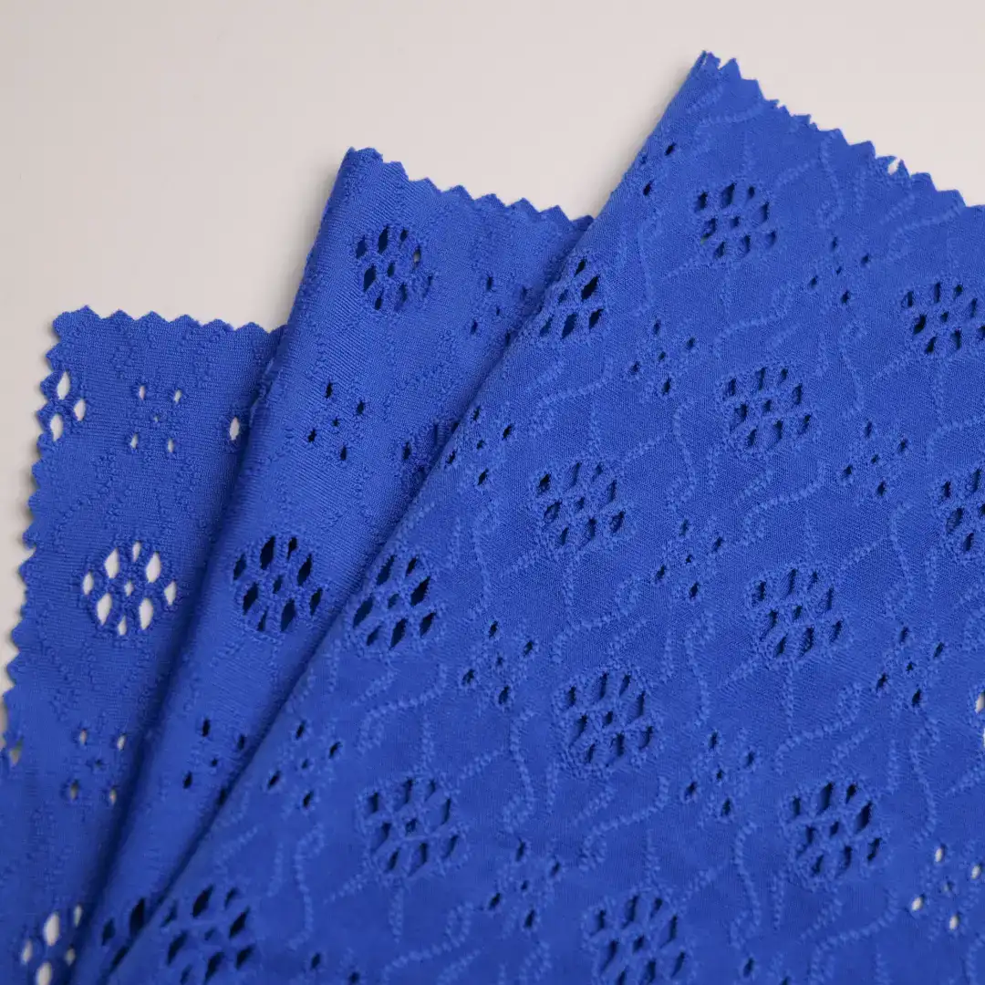 China Fabric for Dresses (Pullover)  Mesh Knit Fabric Recycled Polyester Spandex Navy color buy from China wholesaler bulk order at wholesale price free worldwide shipping Alibaba