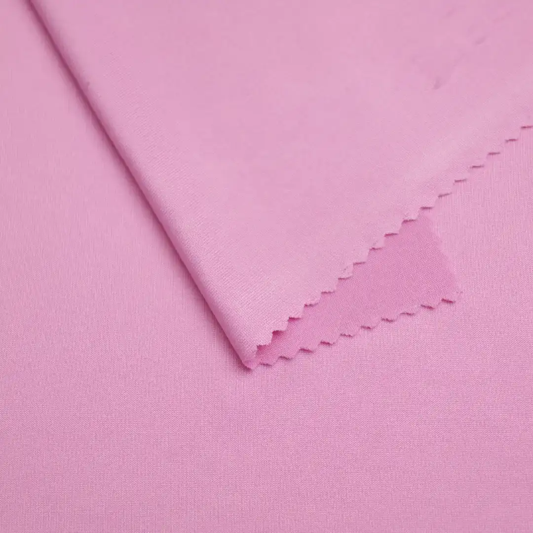 China Fabric for Crop Top,Yoga Clothes Single Jersey Knit Fabric Polyester Spandex Solid-Pink color buy from China wholesaler bulk order at wholesale price free worldwide shipping Alibaba