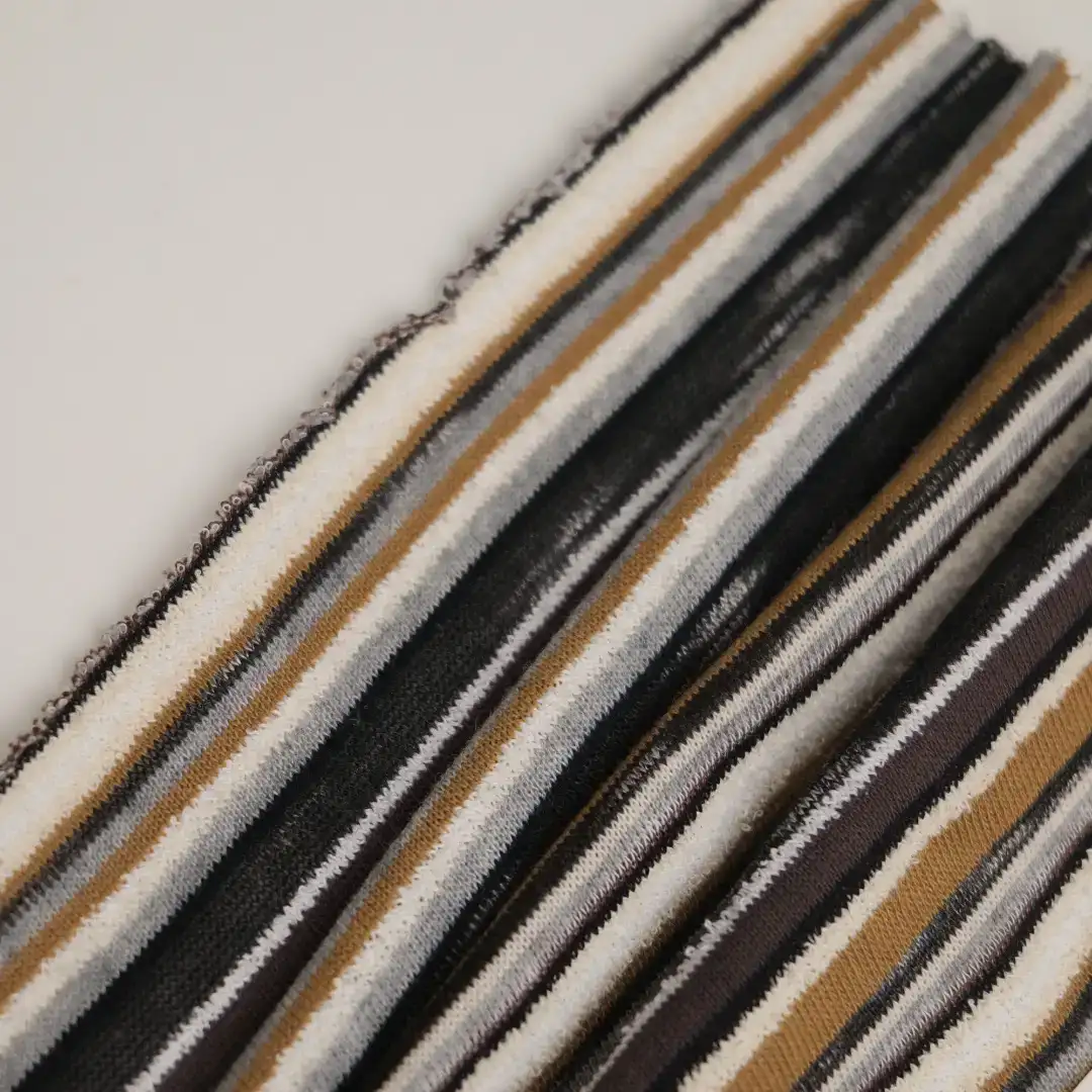 China Fabric for Ladies Vest ,Dresses (Pullover)  French Terry Knit Fabric Cotton Polyester Rayon Color Stripe color buy from China wholesaler bulk order at wholesale price free worldwide shipping Alibaba