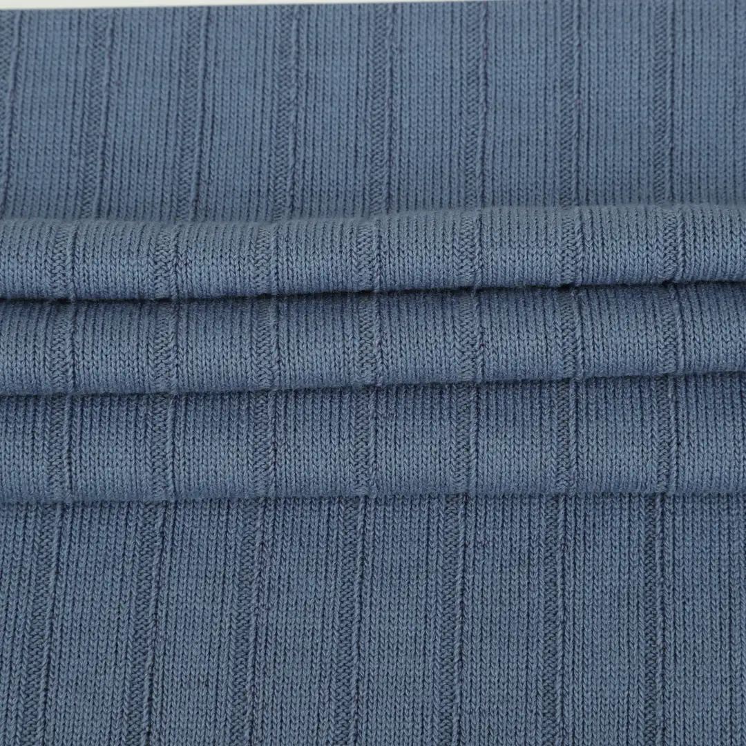 China Fabric for Polo Shirt,Hoodie Rib Knit Fabric Polyester Rayon Spandex BLUE color buy from China wholesaler bulk order at wholesale price free worldwide shipping Alibaba
