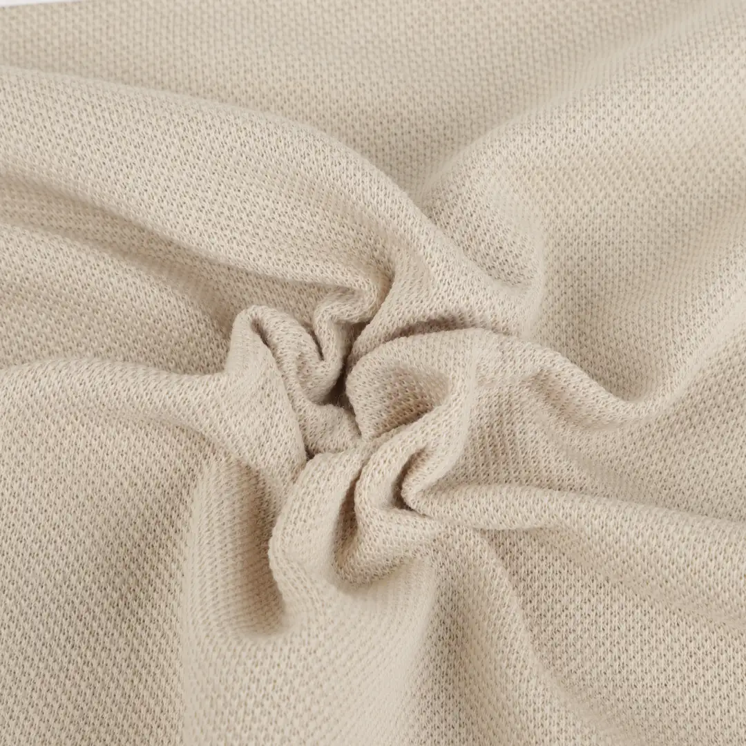 China Fabric for T-Shirt,Hoodie Pique Knit Fabric Cotton Polyester Beige color buy from China wholesaler bulk order at wholesale price free worldwide shipping Alibaba