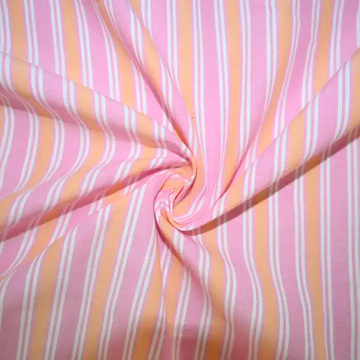 India Fabric for Shirt Cotton Stripe Natural Woven Fabric Cotton Pink Yellow Stripe color buy from India wholesaler bulk order at wholesale price free worldwide shipping Alibaba