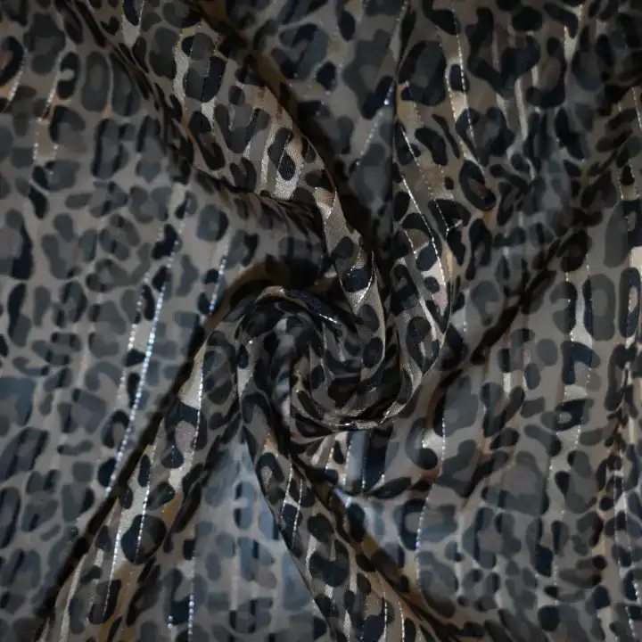 India Fabric for Crop Top Polyester Lurex Stripe Print Synthetic Woven Fabric Polyester Lurex Printed color buy from India wholesaler bulk order at wholesale price free worldwide shipping Alibaba