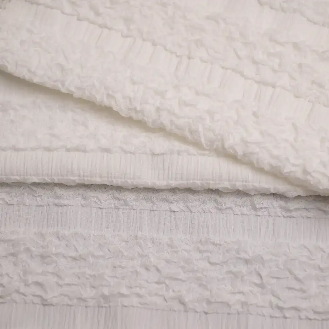 China Fabric for Skirt Weft Jacquard Knit Fabric Polyester White color buy from China wholesaler bulk order at wholesale price free worldwide shipping Alibaba