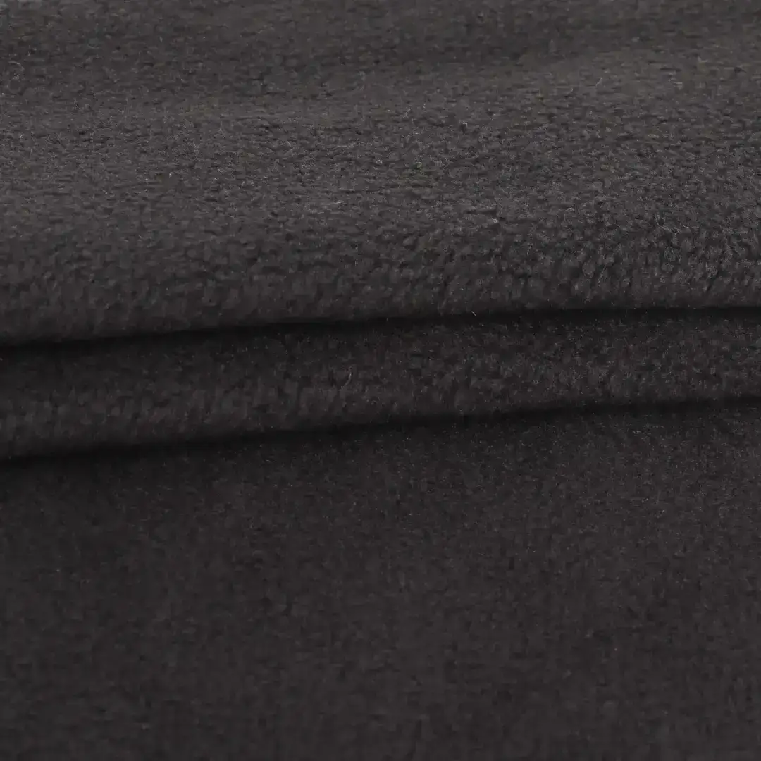 China Fabric for Jackets,Blouse Fleece Knit Fabric Polyester Spandex Black color buy from China wholesaler bulk order at wholesale price free worldwide shipping Alibaba