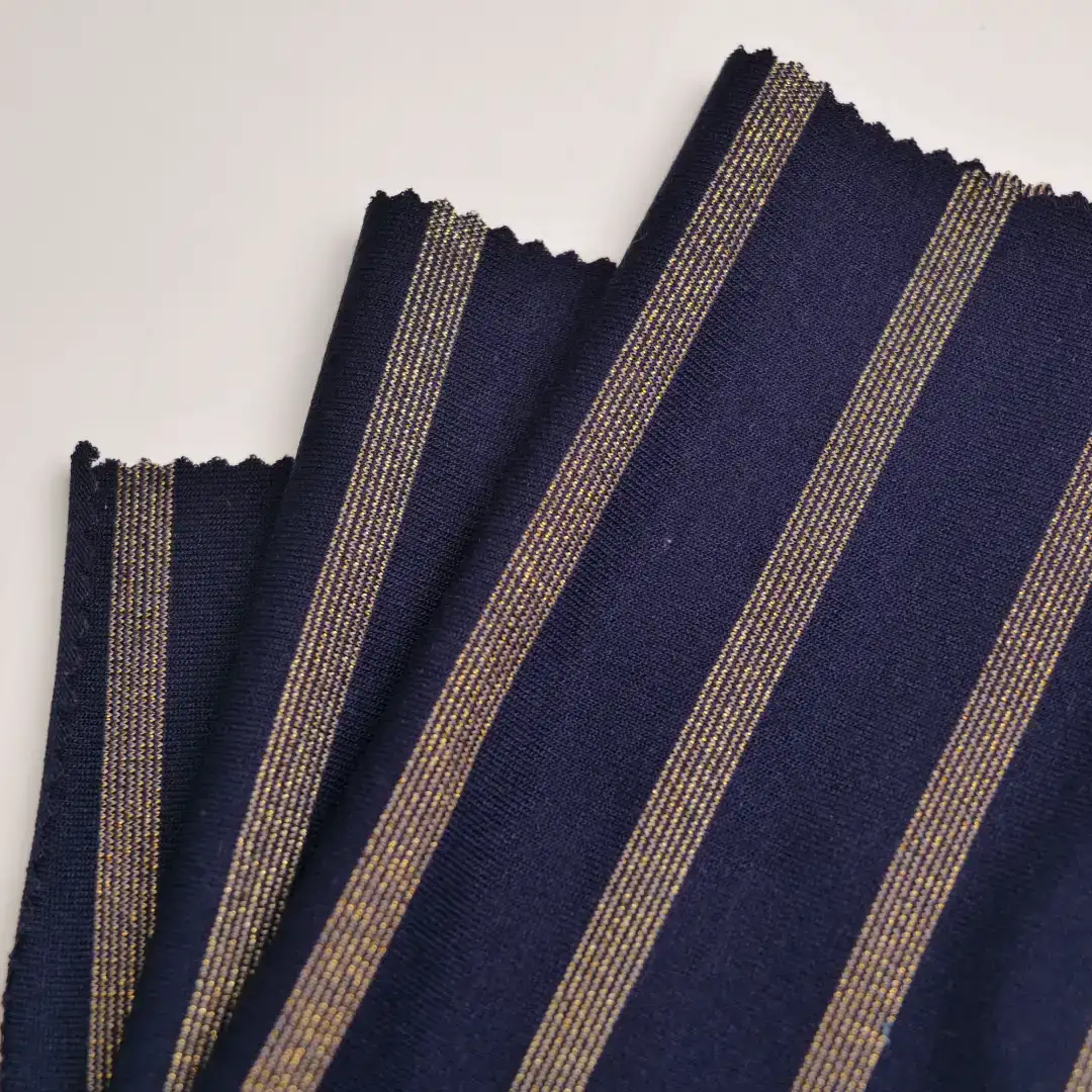 China Fabric for Ladies Vest ,Dresses (Pullover)  Hacci Knit Fabric Rayon Spandex Polyester Yd-Navy/Gold color buy from China wholesaler bulk order at wholesale price free worldwide shipping Alibaba