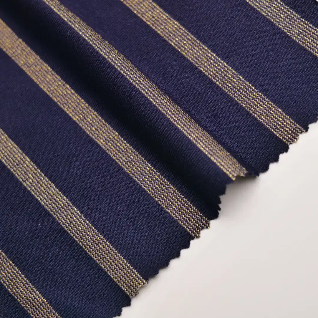 China Fabric for Ladies Vest ,Dresses (Pullover)  Hacci Knit Fabric Rayon Spandex Polyester Yd-Navy/Gold color buy from China wholesaler bulk order at wholesale price free worldwide shipping Alibaba