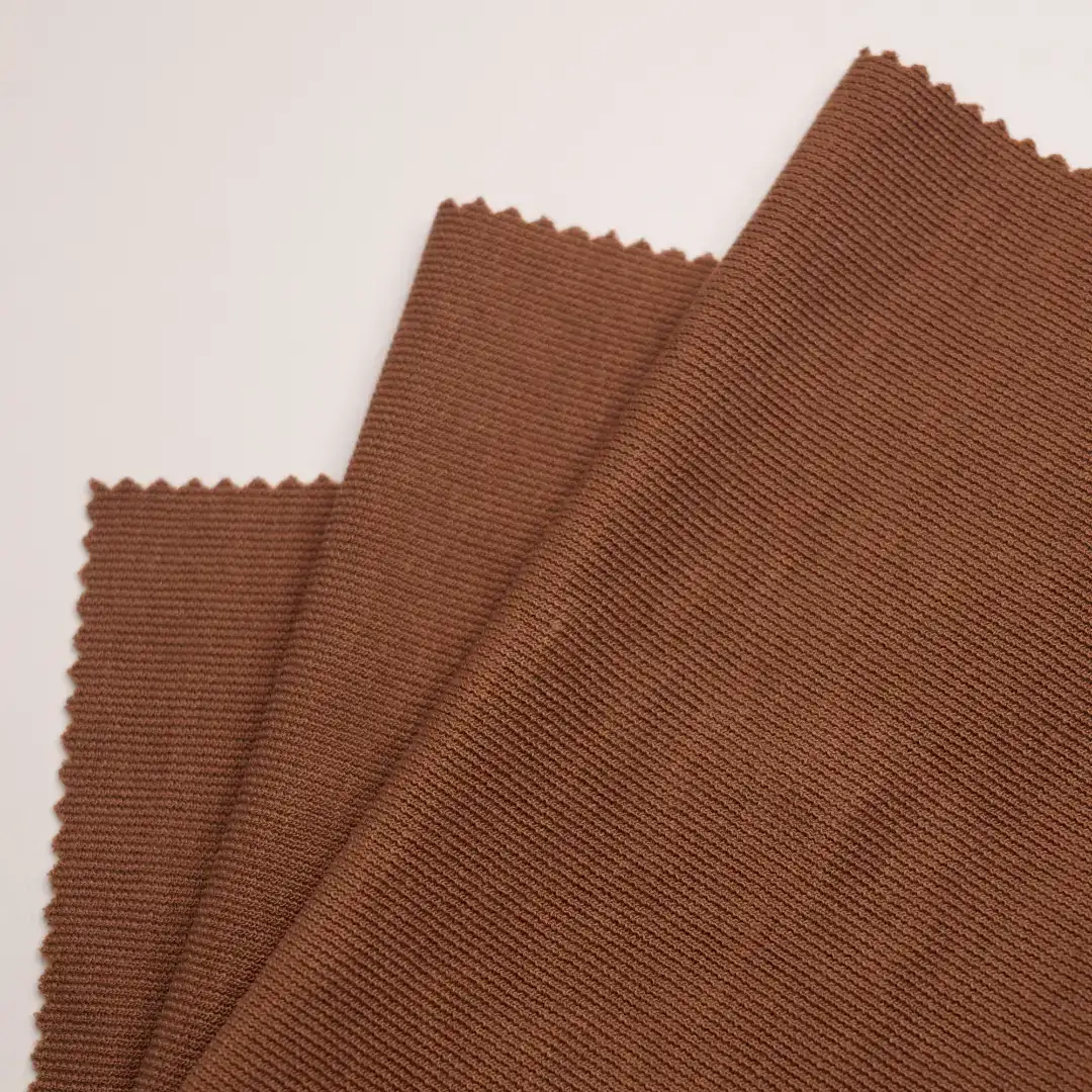 China Fabric for Jackets,Blazer,Hoodie,Sweatshirt Rib Knit Fabric Polyester Rayon Spandex Solid-Brown color buy from China wholesaler bulk order at wholesale price free worldwide shipping Alibaba