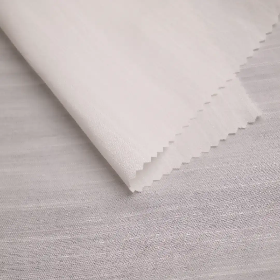 China Fabric for Blouse,Skirt,Shirt Long Sleeve Button ,Over Shirt Nylon/Rayon Bengaline Woven Blended Fabric Rayon Nylon White color buy from China wholesaler bulk order at wholesale price free worldwide shipping Alibaba