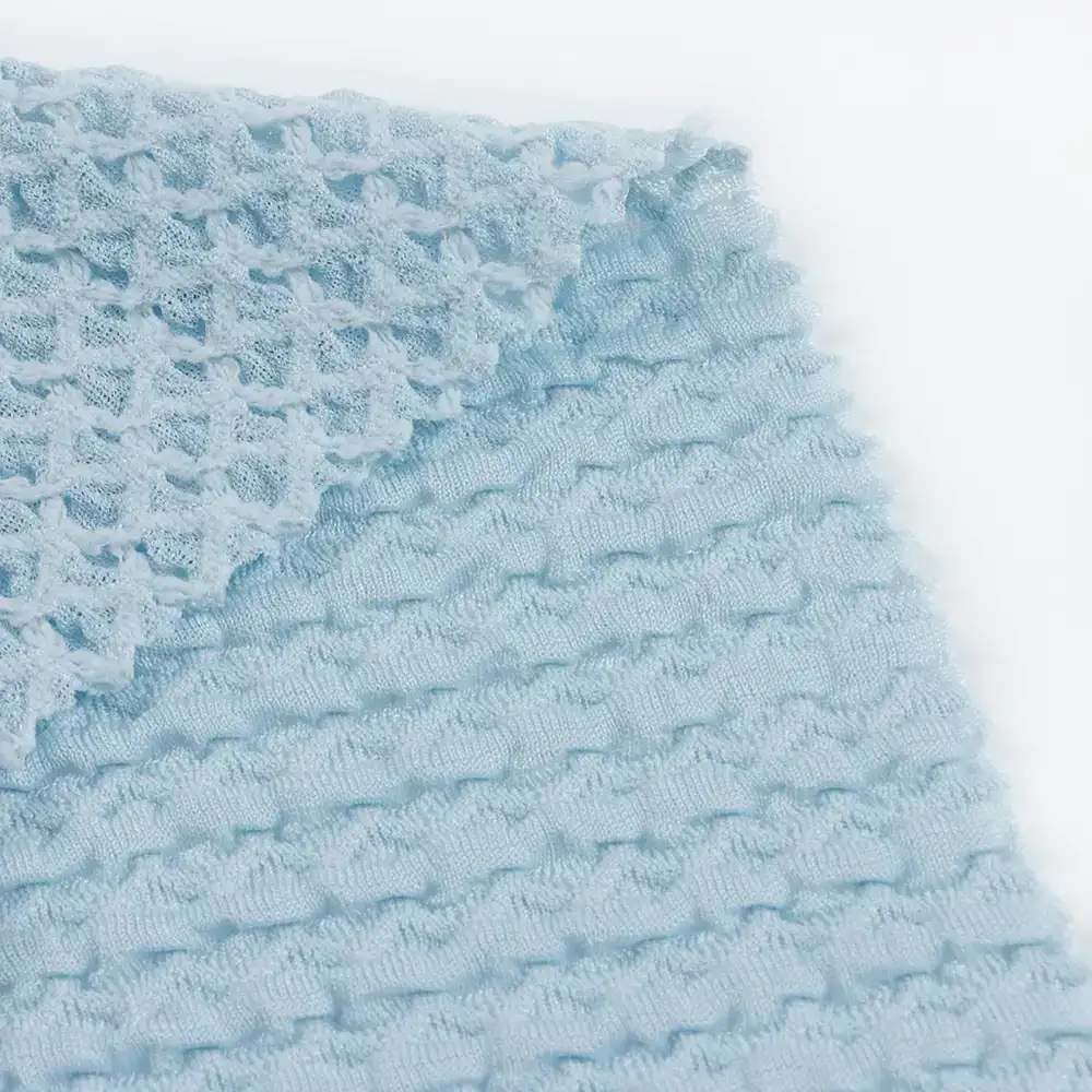 China Fabric for Open Cardigan ,Full-Zipper Cardigan  Weft Jacquard Knit Fabric Polyester Spandex Solid-Blue color buy from China wholesaler bulk order at wholesale price free worldwide shipping Alibaba