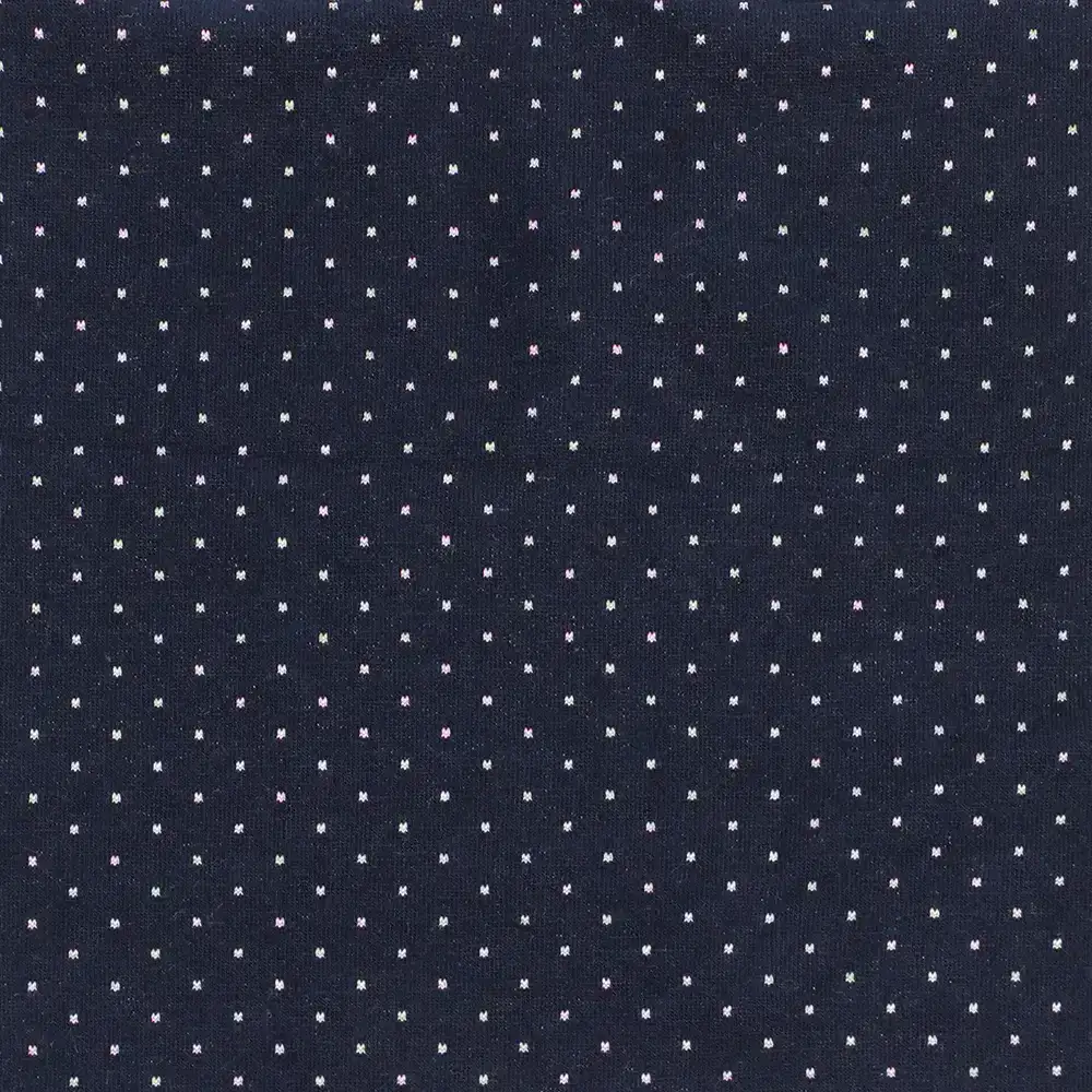 China Fabric for Blouse,Hoodie,Loungewear French Terry Knit Fabric Polyester Cotton Spandex Navy with Space dye dot color buy from China wholesaler bulk order at wholesale price free worldwide shipping Alibaba
