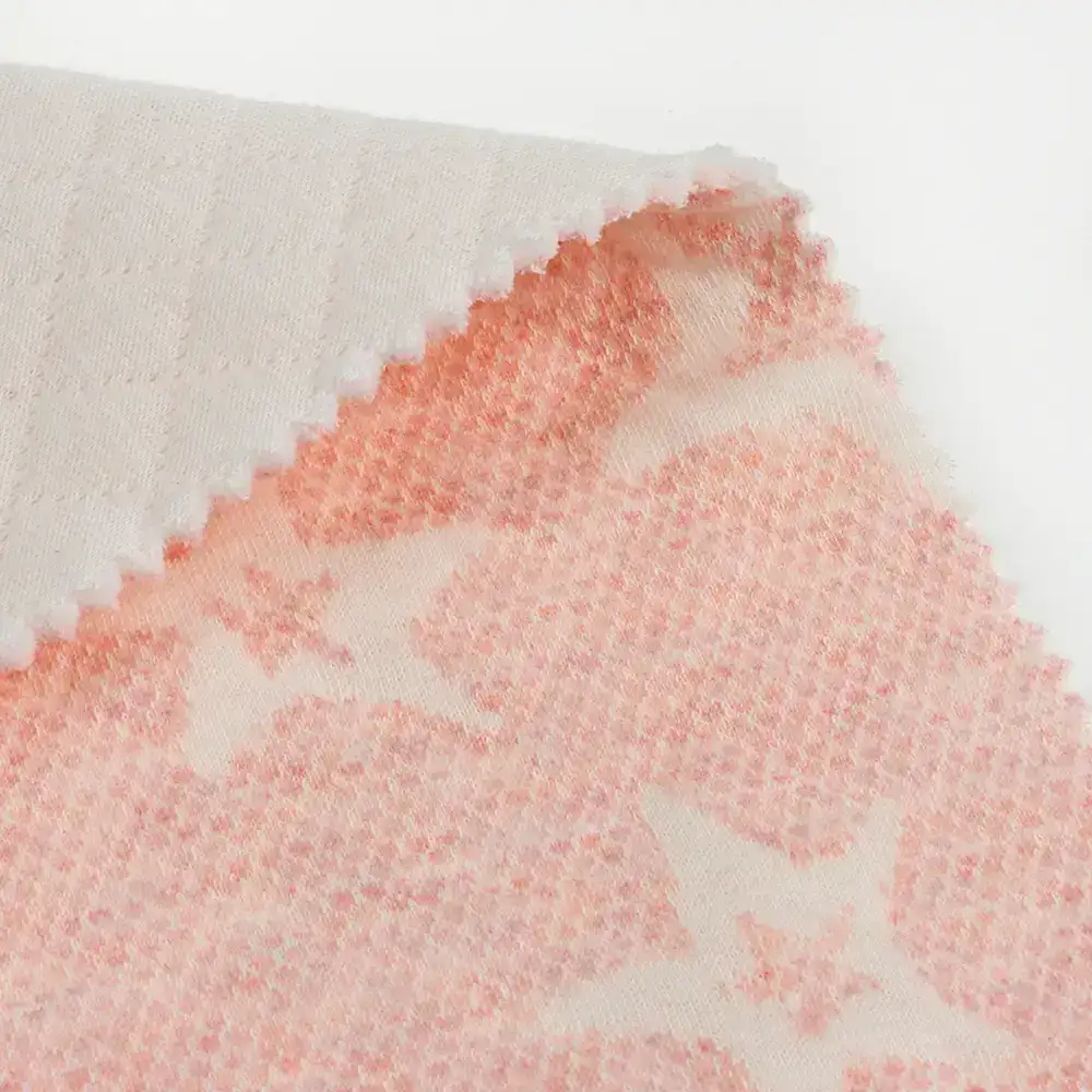 China Fabric for Jackets,Hoodie,Sweatshirt Weft Jacquard Knit Fabric Cotton Polyester PINK/WHITE color buy from China wholesaler bulk order at wholesale price free worldwide shipping Alibaba