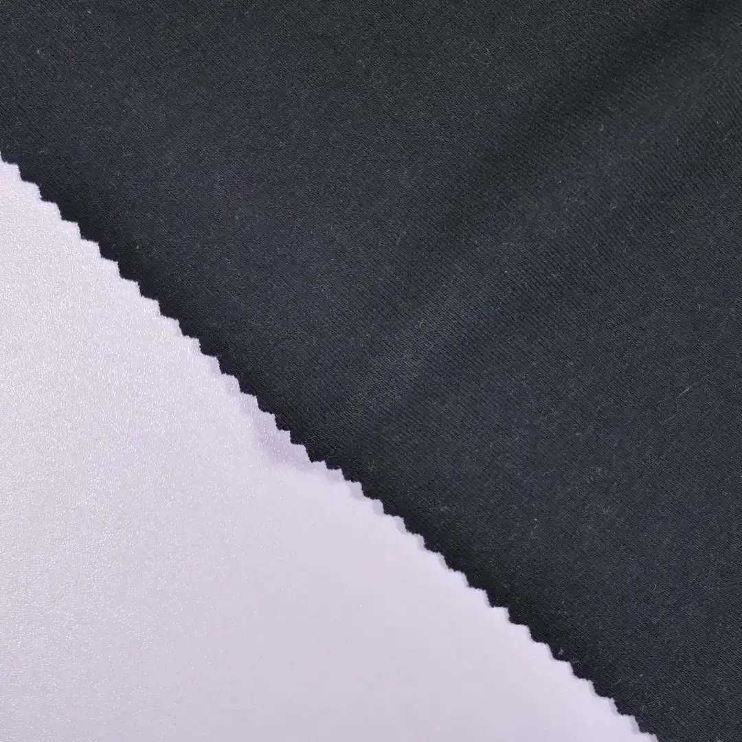 China Fabric for Tank Top,Crop Top,Hoodie Rib Knit Fabric Cotton Spandex BLACK color buy from China wholesaler bulk order at wholesale price free worldwide shipping Alibaba