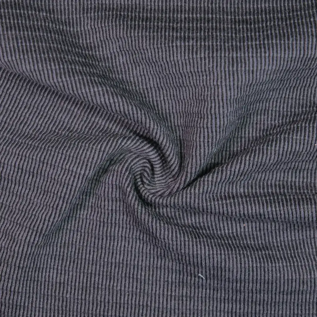 China Fabric for Tank Top,Crop Top,Hoodie Rib Knit Fabric Cotton Polyester BLACK/GERY color buy from China wholesaler bulk order at wholesale price free worldwide shipping Alibaba