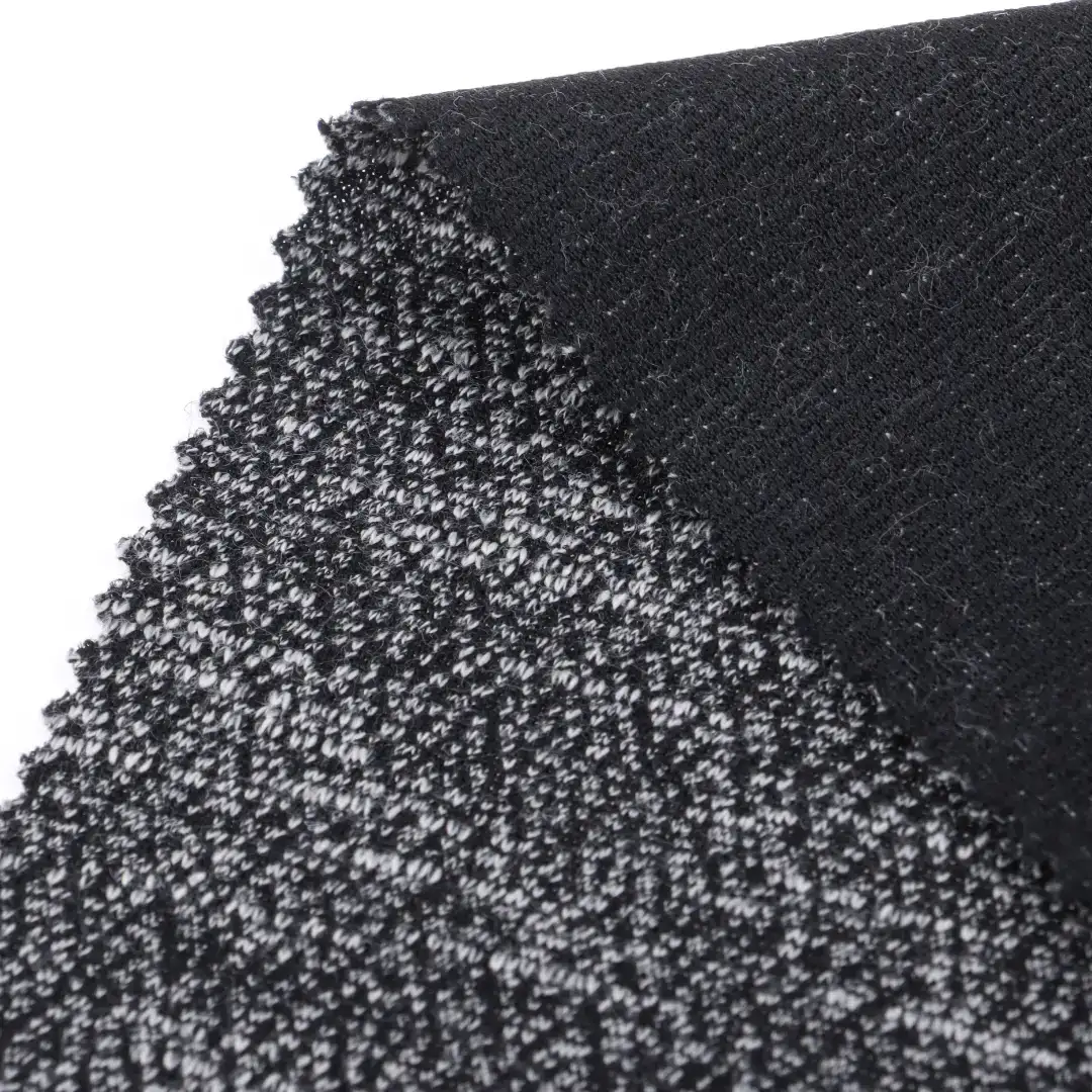China Fabric for Blazer Weft Jacquard Knit Fabric Polyester Viscose BLACK color buy from China wholesaler bulk order at wholesale price free worldwide shipping Alibaba