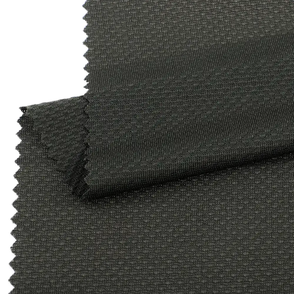 China Fabric for T-Shirt Birdeye Mesh Knit Fabric Polyester Elastane green color buy from China wholesaler bulk order at wholesale price free worldwide shipping Alibaba