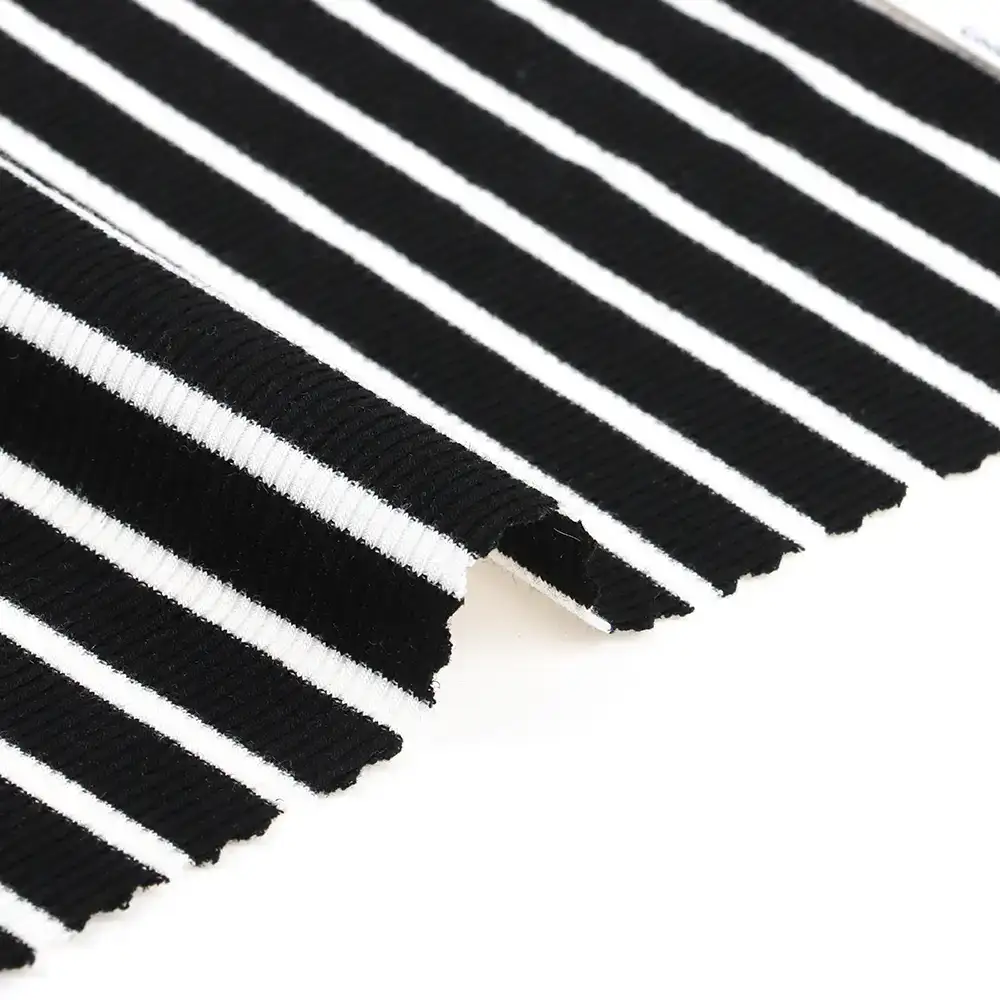 China Fabric for T-Shirt,Tank Top,Hoodie  ,Dresses (Pullover)  Rib Knit Fabric Polyester Rayon Elastane black/white color buy from China wholesaler bulk order at wholesale price free worldwide shipping Alibaba