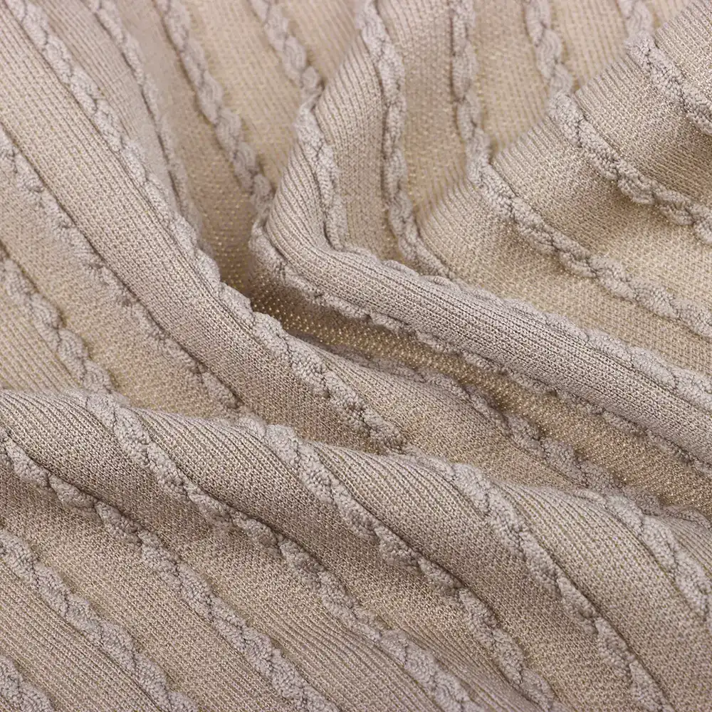 China Fabric for T-Shirt,Blouse Weft Jacquard Knit Fabric Polyester Elastane coffee color color buy from China wholesaler bulk order at wholesale price free worldwide shipping Alibaba