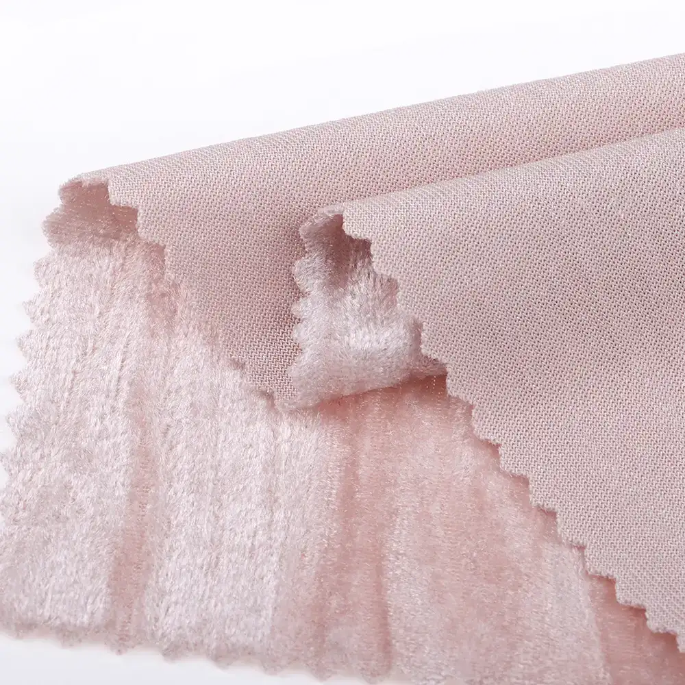 China Fabric for Blouse,Loungewear,Sweatshirt Velvet Knit Fabric Polyester Spandex PINK color buy from China wholesaler bulk order at wholesale price free worldwide shipping Alibaba