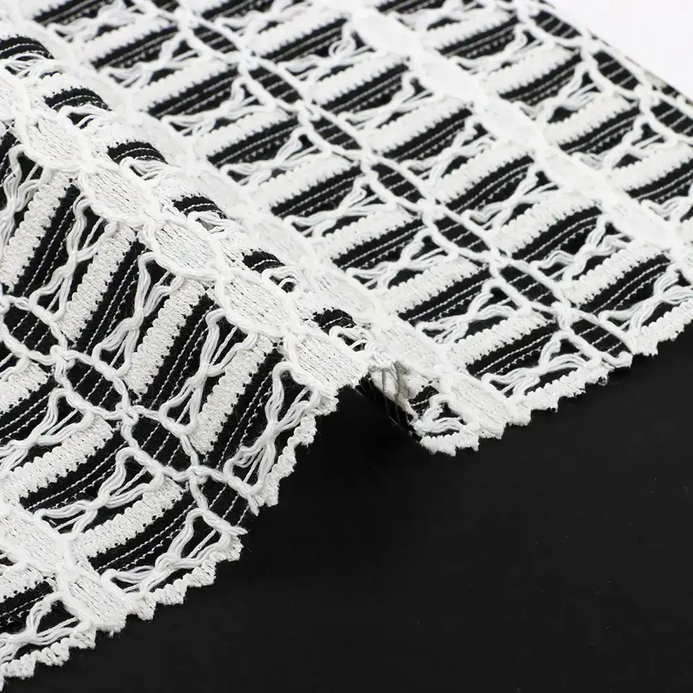 China Fabric for Blouse,Dresses (Pullover)  Lace Knit Fabric Polyester black/white color buy from China wholesaler bulk order at wholesale price free worldwide shipping Alibaba