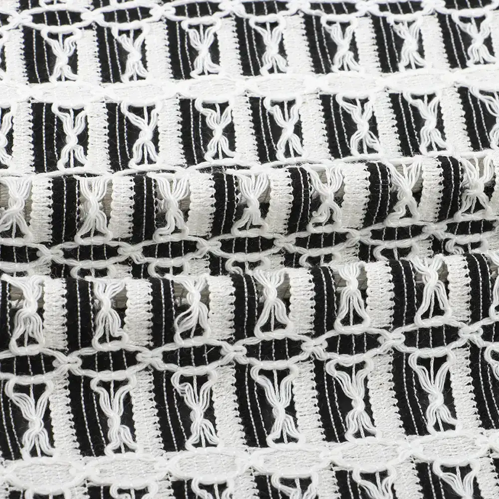 China Fabric for Blouse,Dresses (Pullover)  Lace Knit Fabric Polyester black/white color buy from China wholesaler bulk order at wholesale price free worldwide shipping Alibaba