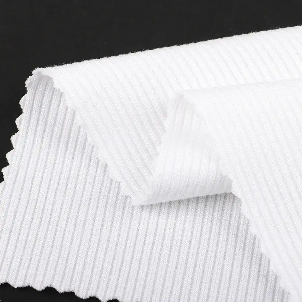 China Fabric for Tank Top,Hoodie   Rib Knit Fabric Rayon Elastane white color buy from China wholesaler bulk order at wholesale price free worldwide shipping Alibaba