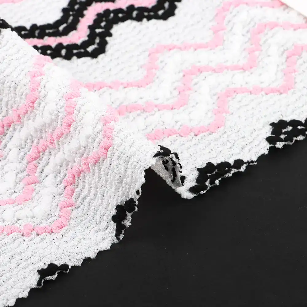 China Fabric for T-Shirt,Blouse,Dresses (Pullover)  Weft Jacquard Knit Fabric Polyester Elastane Pinky /white/ black color buy from China wholesaler bulk order at wholesale price free worldwide shipping Alibaba