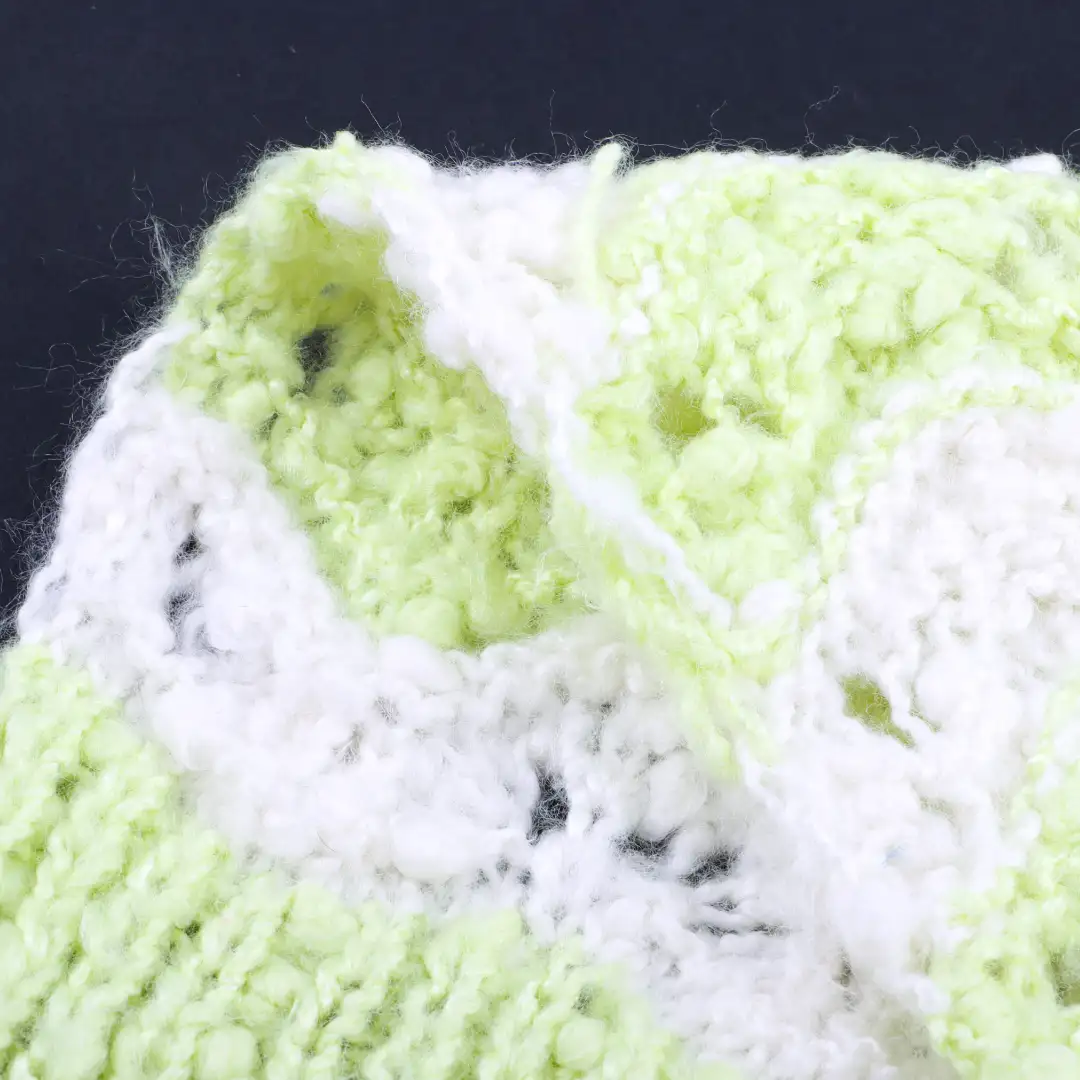 China Yarn for Hoodie,Round Neck Pullover (Sweater),Crew Neck Pullover (Sweater),Crop Top Pullover (Sweater) Knot Yarn Fancy Yarn CMIA Cotton Acrylic Recycled Polyester White&green color buy from China wholesaler bulk order at wholesale price free worldwide shipping Alibaba